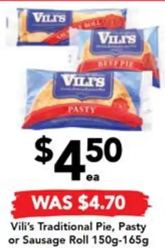 Drakes Vili's Traditional Pie, Pasty or Sausage Roll 150g-165g offer
