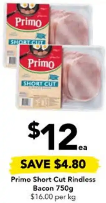 Drakes Primo Short Cut Rindless Bacon 750g offer