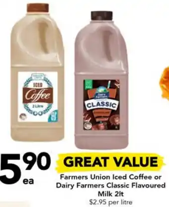 Drakes Farmers Union Iced Coffee or Dairy Farmers Classic Flavoured Milk 2lt offer