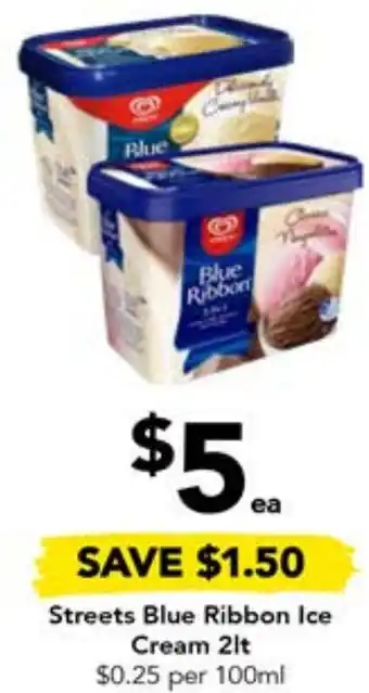 Drakes Streets Blue Ribbon Ice Cream 2lt offer