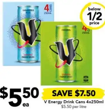 Drakes V Energy Drink Cans 4x250ml offer