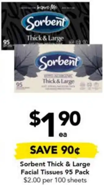 Drakes Sorbent Thick & Large Facial Tissues 95 Pack offer