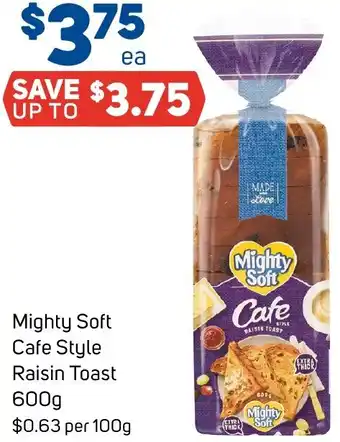 Foodland Mighty Soft Cafe Style Raisin Toast 600g offer