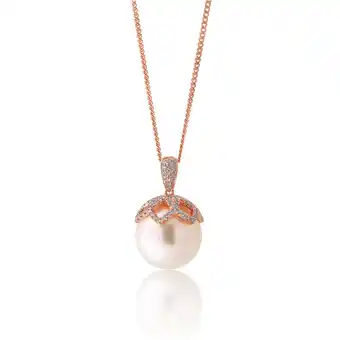Grahams Jewellers 9ct rose gold south sea pearl & diamond pendant offer