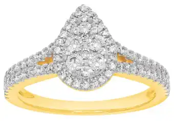 Grahams Jewellers 9ct yellow gold 1 carat diamond pear shape ring with split shank offer