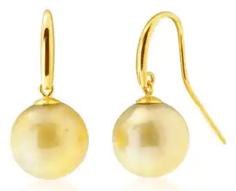 Grahams Jewellers 9ct yellow gold 10-12mm golden south sea pearl earrings offer