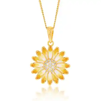 Grahams Jewellers Gold plated sterling silver and enamel sunflower pendant offer