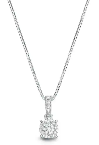 Grahams Jewellers Memoire 18ct white gold 0.30 carat diamond bale 4 prong pendant with chain offer