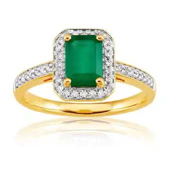 Grahams Jewellers 9ct yellow gold 1.00 carat natural emerald and 0.15ct diamond ring offer