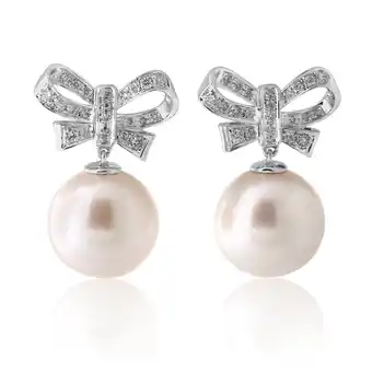 Grahams Jewellers 9ct white south sea 12mm pearl and 0.31ct diamond earrings offer
