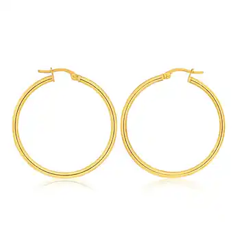 Grahams Jewellers 9ct yellow gold plain hoop 30mm european made offer