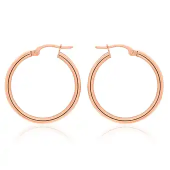 Grahams Jewellers 9ct rose gold plain 20mm hoop earrings european made offer