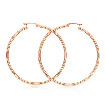 Grahams Jewellers 9ct rose gold plain 40mm hoop earrings european made offer