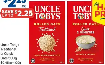 Foodland Uncle Tobys Traditional or Quick Oats 500g offer