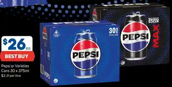 Foodland Pepsi or Varieties Cans 30 x 375ml offer