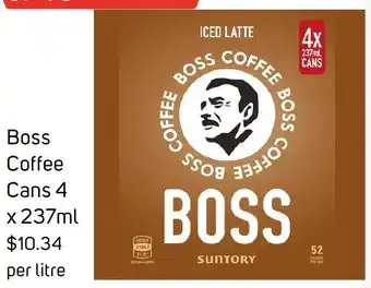 Foodland Boss Coffee Cans 4 x 237ml offer