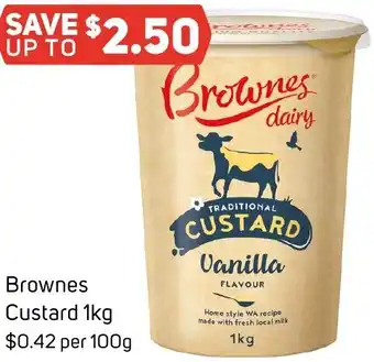 Foodland Brownes Custard 1kg offer