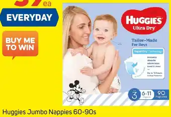 Foodland Huggies Jumbo Nappies 60-90s offer