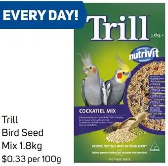 Foodland Trill Bird Seed Mix 1.8kg offer