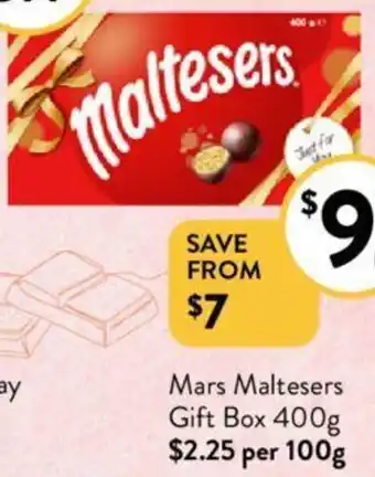 Foodworks Mars Maltesers Gift Box 400g offer