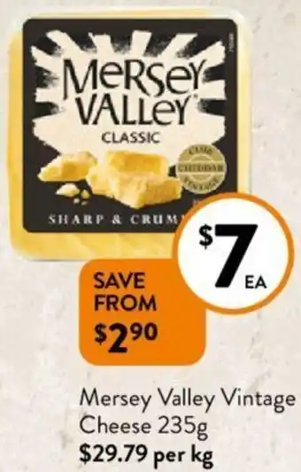 Foodworks Mersey Valley Vintage Cheese 235g offer