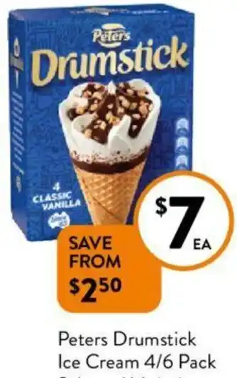 Foodworks Peters Drumstick Ice Cream 4/6 Pack offer