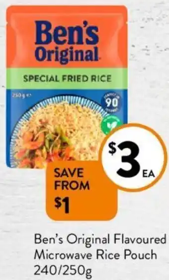Foodworks Ben's Original Flavoured Microwave Rice Pouch 240/250g offer