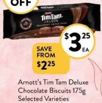 Foodworks Arnott's Tim Tam Deluxe Chocolate Biscuits 175g offer