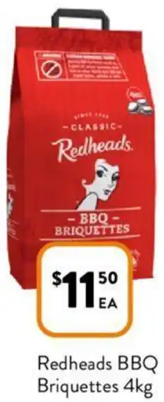 Foodworks Redheads BBQ Briquettes 4kg offer
