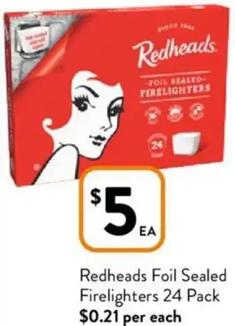 Foodworks Redheads Foil Sealed Firelighters 24 Pack offer