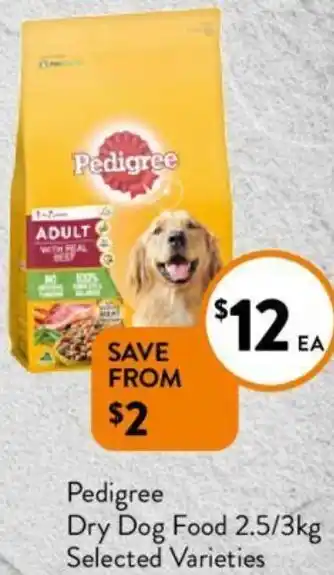 Foodworks Pedigree Dry Dog Food 2.5/3kg offer