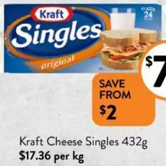 Foodworks Kraft Cheese Singles 432g offer