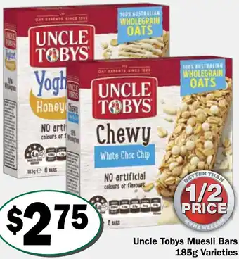 Friendly Grocer Uncle Tobys Muesli Bars 185g offer