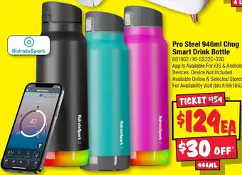 JB Hi-Fi Pro Steel 946ml Chug Smart Drink Bottle offer