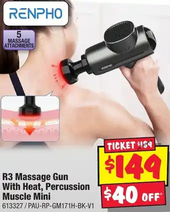 JB Hi-Fi R3 Massage Gun With Heat, Percussion Muscle Mini offer