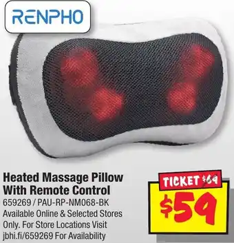 JB Hi-Fi Heated Massage Pillow With Remote Control offer