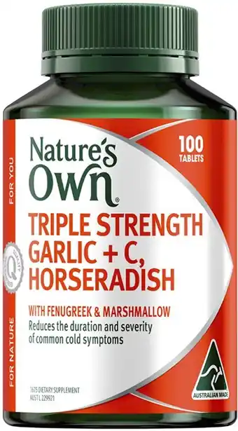 Discount Drug Stores Nature’s Own Triple Strength Garlic + C, Horseradish 100 Tablets offer