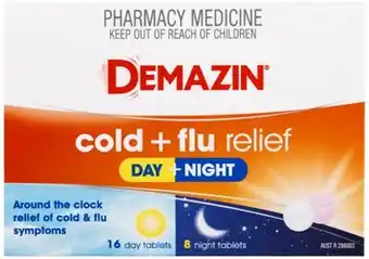 Discount Drug Stores Demazin Cold + Flu Relief Day + Night 24 Tablets offer