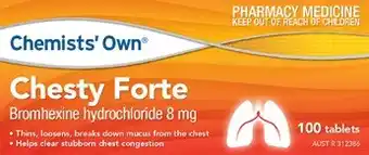 Discount Drug Stores Chemists’ Own Chesty Forte 8mg 100 Tablets offer