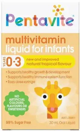 Discount Drug Stores Pentavite Multivitamin Liquid for Infants 0-3 Years Tropical Flavour 30mL offer