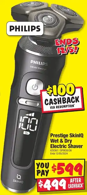 JB Hi-Fi Prestige SkinlQ Wet & Dry Electric Shaver offer