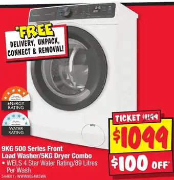 JB Hi-Fi 9KG 500 Series Front Load Washer/5KG Dryer Combo offer