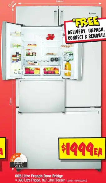 JB Hi-Fi 605 Litre French Door Fridge offer