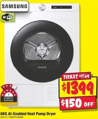 JB Hi-Fi 8KG Al-Enabled Heat Pump Dryer offer