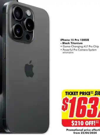 The Good Guys iPhone 15 Pro 128GB - Black Titanium offer