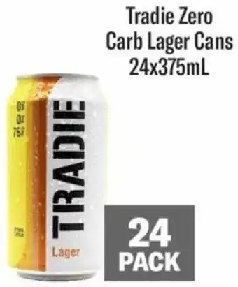 Tradie Zero Carb Lager Cans 24x375mL