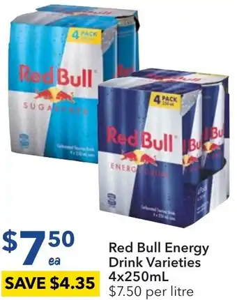 Ritchies Red Bull Energy Drink Varieties 4x250mL offer