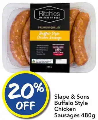 Ritchies Slape & Sons Buffalo Style Chicken Sausages 480g offer