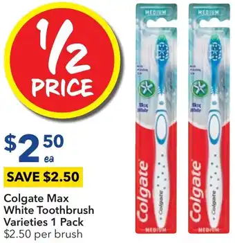 Ritchies Colgate Max White Toothbrush Varieties 1 Pack offer