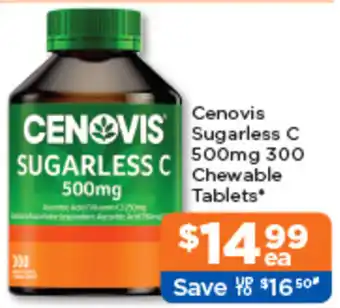 Good Price Pharmacy Cenovis Sugarless C 500mg 300 Chewable Tablets offer